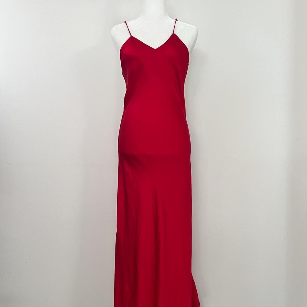 Red 100% silk slip dress